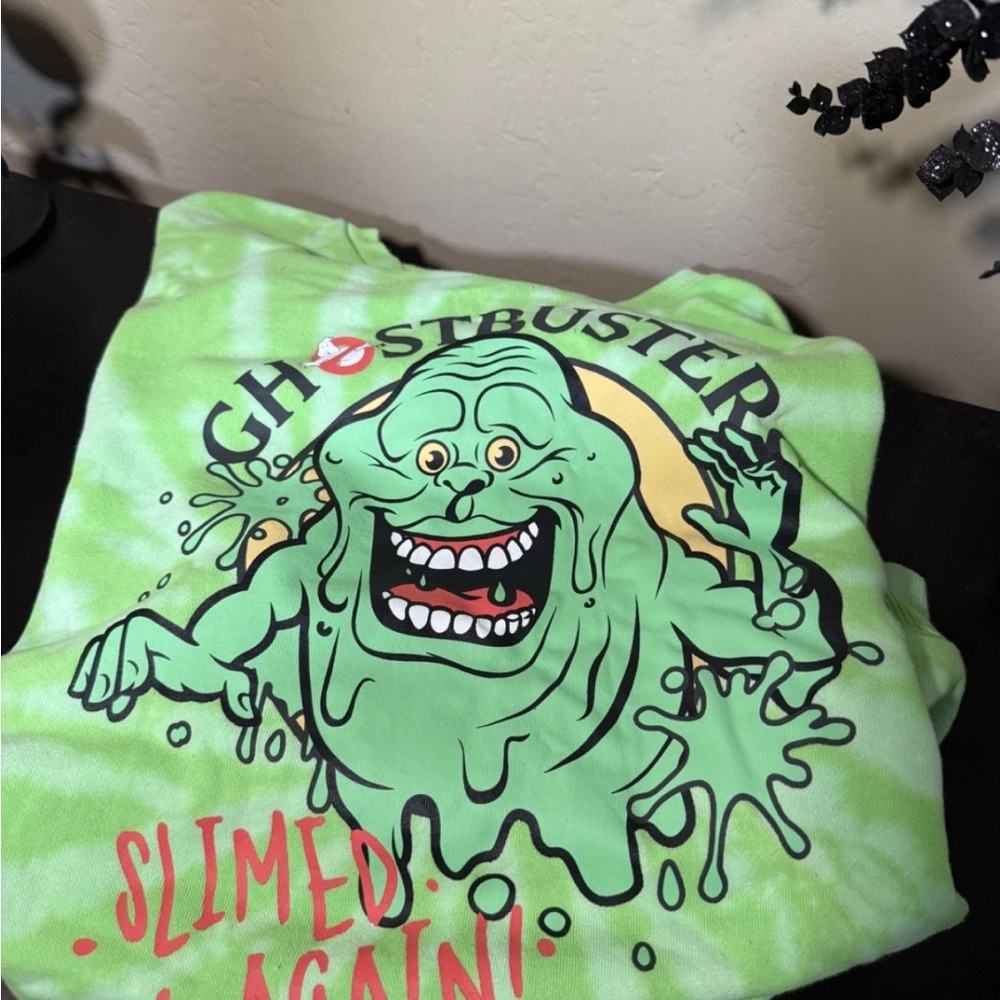 RARE HTF Spirit Halloween Ghostbusters Slimer Crewneck Sweatshirt TieDye Green M